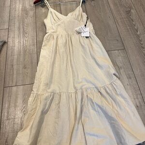 Japna Cream Ruffled Tiered Maxi Sundress